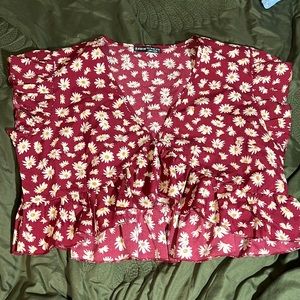red floral crop top